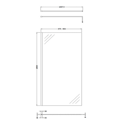 Fairford 8mm, 1000mm Shower Screen