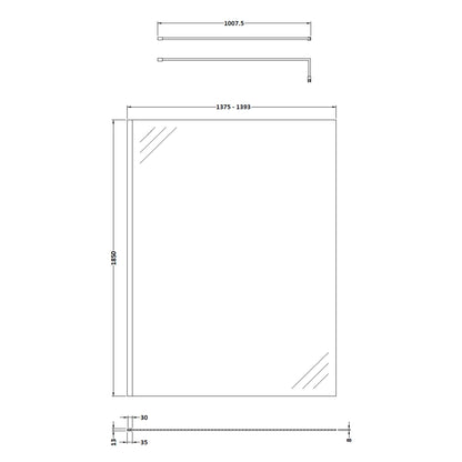 Fairford 8mm, 1400mm Shower Screen