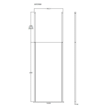 Fairford 900mm 8mm Wetroom Screen, 2 Ceiling Posts, 1950mm