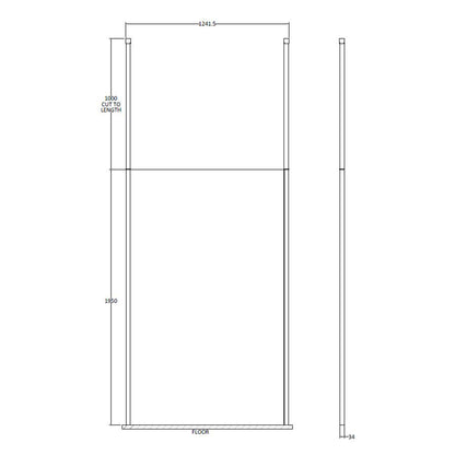 Fairford 1200mm 8mm Wetroom Screen, 2 Ceiling Posts, 1950mm