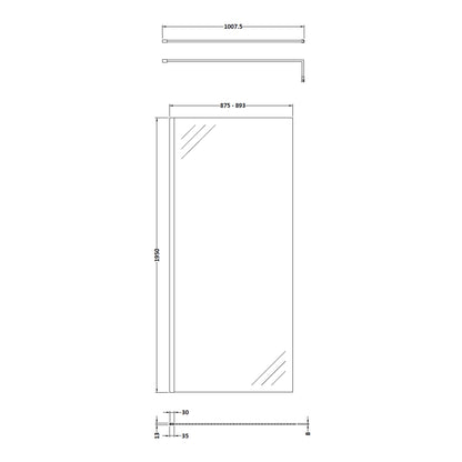 Fairford 900mm 8mm Matt Black Framed W/r Screen