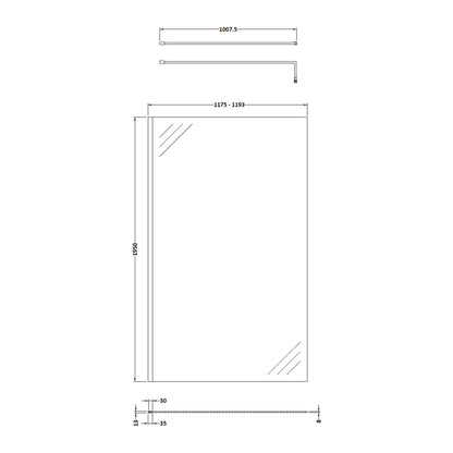 Fairford 1200mm 8mm Matt Black Framed W/r Screen