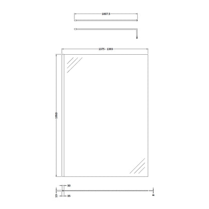 Fairford 1400mm 8mm Matt Black Framed W/r Screen