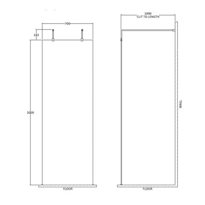 Fairford 700mm 8mm Matt Black Framed W/r Screen, 2 Supp Arms