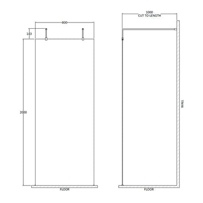 Fairford 800mm 8mm Matt Black Framed W/r Screen, 2 Supp Arms