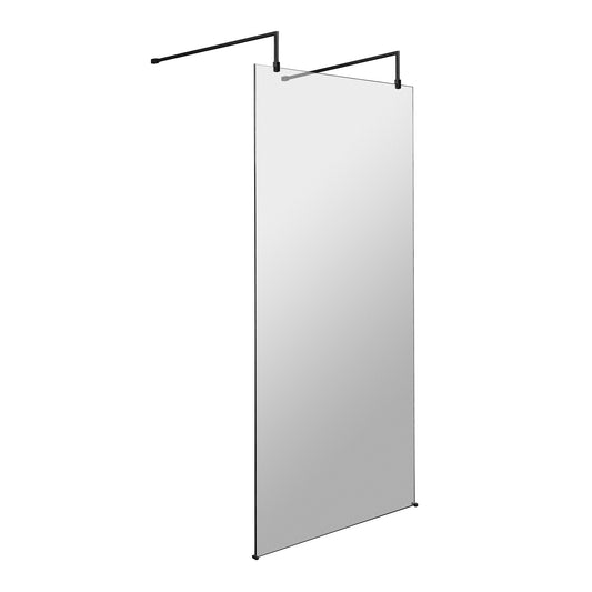 Fairford 1000mm 8mm Matt Black Framed W/r Screen, 2 Supp Arm