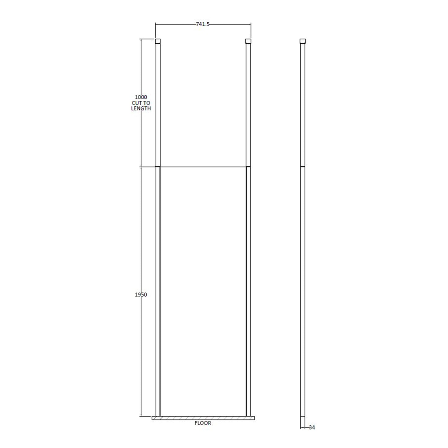 Fairford 700mm 8mm Matt Black Framed W/r Screen2 Ceiling Pos