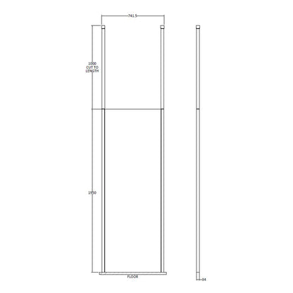 Fairford 700mm 8mm Matt Black Framed W/r Screen2 Ceiling Pos