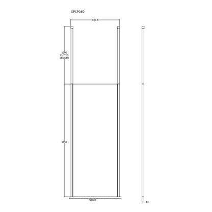 Fairford 800mm 8mm Matt Black Framed W/r Screen2 Ceiling Pos