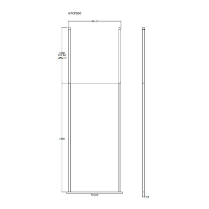 Fairford 900mm 8mm Matt Black Framed W/r Screen2 Ceiling Pos