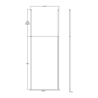Fairford 1000mm 8mm Matt Black Framed W/r Screen2 Ceiling Po