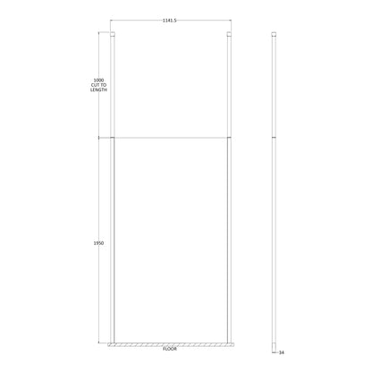 Fairford 1100mm 8mm Matt Black Framed W/r Screen2 Ceiling Po