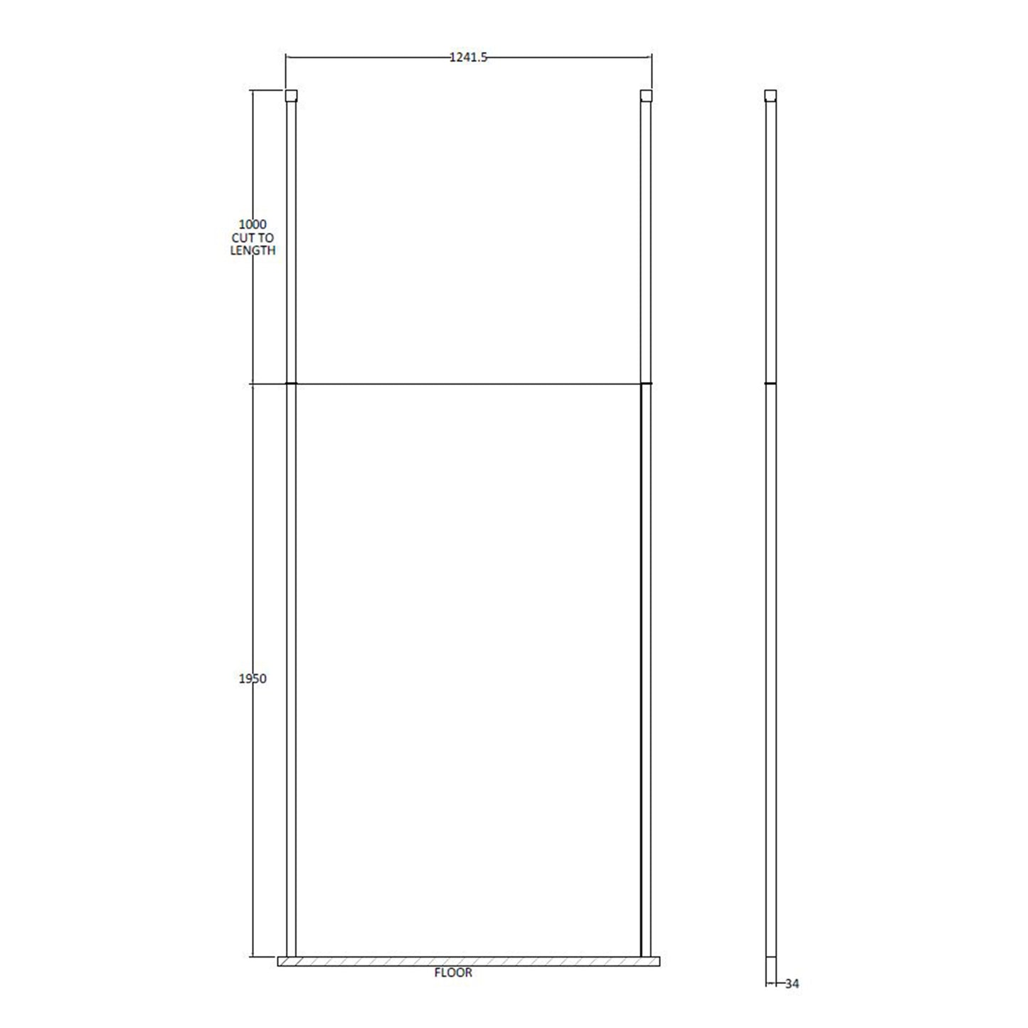 Fairford 1200mm 8mm Matt Black Framed W/r Screen2 Ceiling Po