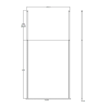 Fairford 1400mm 8mm Matt Black Framed W/r Screen2 Ceiling Po