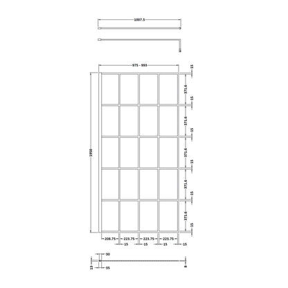 Fairford 1000mm 8mm Matt Black Crittall W/r Screen