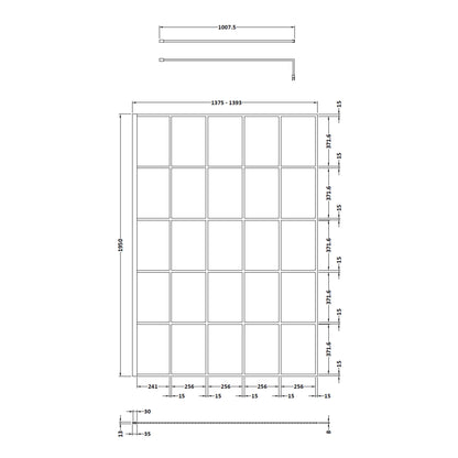 Fairford 1400mm 8mm Matt Black Crittall W/r Screen