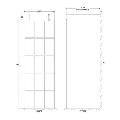 Fairford 700mm 8mm Matt Black Crittall W/r Screen, 2 Supp Ar