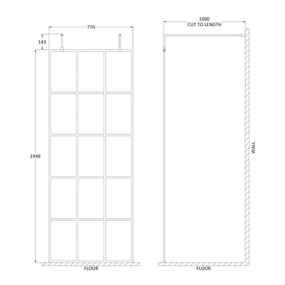 Fairford 800mm 8mm Matt Black Crittall W/r Screen, 2 Supp Ar