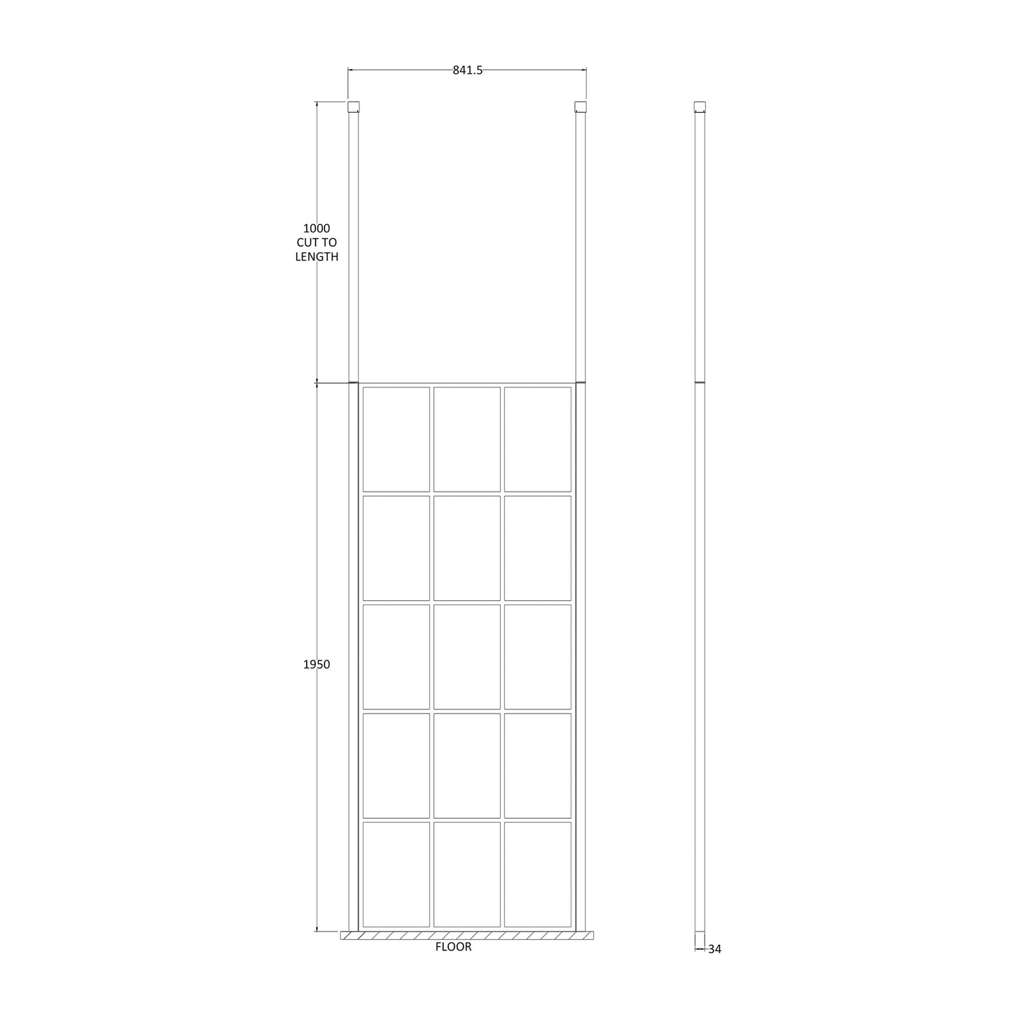Fairford 800mm 8mm Matt Black Crittall W/r Screen2 Ceiling P