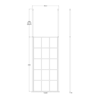 Fairford 900mm 8mm Matt Black Crittall W/r Screen2 Ceiling P