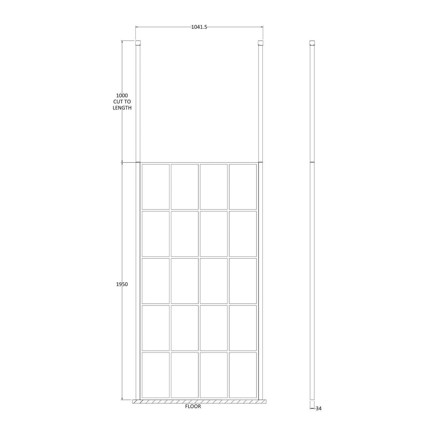 Fairford 1000mm 8mm Matt Black Crittall W/r Screen2 Ceiling