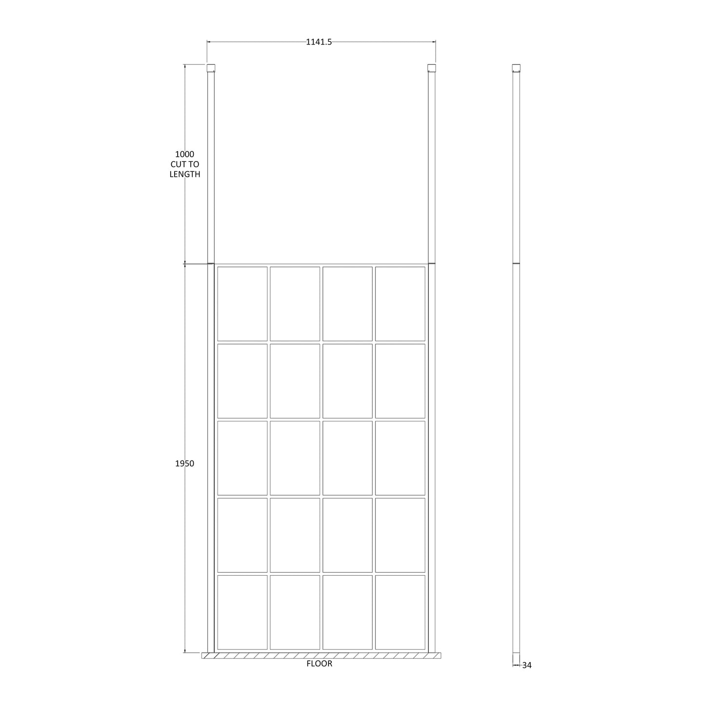 Fairford 1100mm 8mm Matt Black Crittall W/r Screen2 Ceiling
