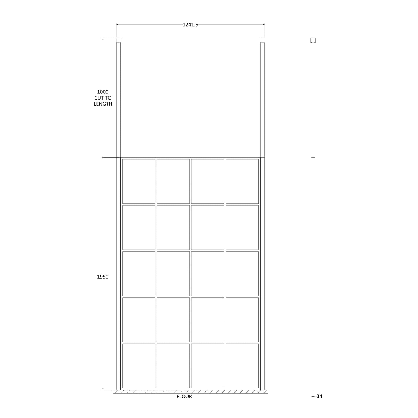 Fairford 1200mm 8mm Matt Black Crittall W/r Screen2 Ceiling
