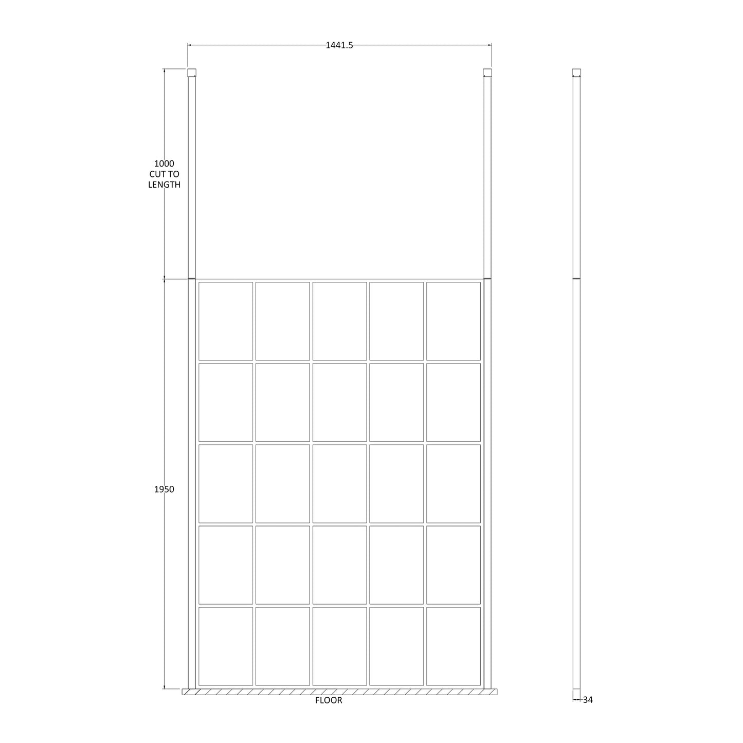 Fairford 1400mm 8mm Matt Black Crittall W/r Screen2 Ceiling