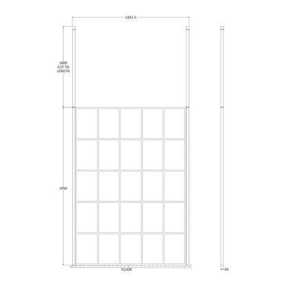 Fairford 1400mm 8mm Matt Black Crittall W/r Screen2 Ceiling