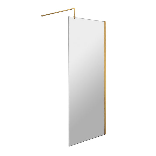 Fairford 700mm 8mm Brushed Brass Wetroom Screen Screen