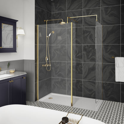 Fairford 700mm 8mm Brushed Brass W/r Screen