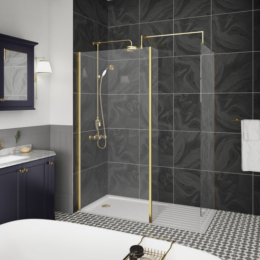 Fairford 700mm 8mm Brushed Brass W/r Screen