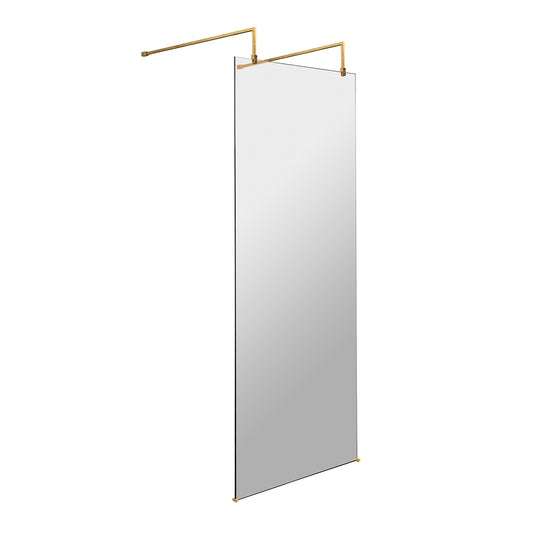 Fairford 700mm 8mm Brushed Brass Wetroom Screen Screen, 2 Supp Ar