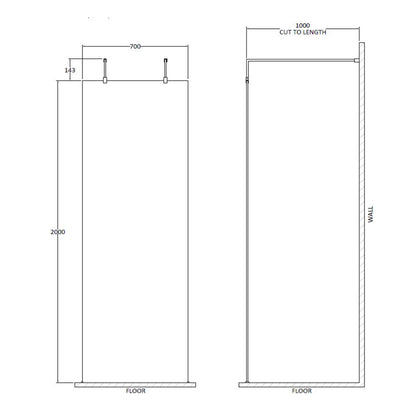 Fairford 700mm 8mm Brushed Brass W/r Screen, 2 Supp Ar