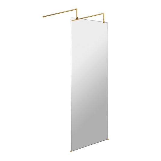 Fairford 800mm 8mm Brushed Brass Wetroom Screen Screen, 2 Supp Ar