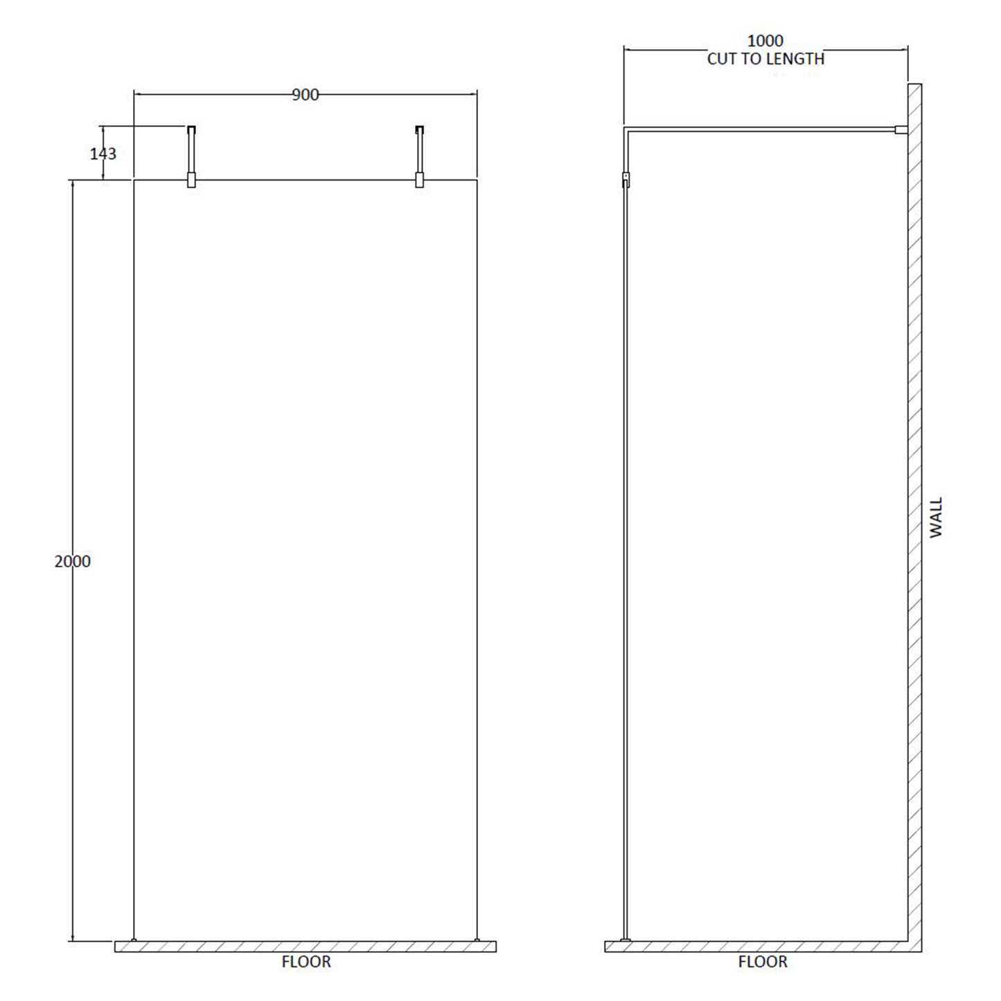 Fairford 900mm 8mm Brushed Brass W/r Screen, 2 Supp Ar
