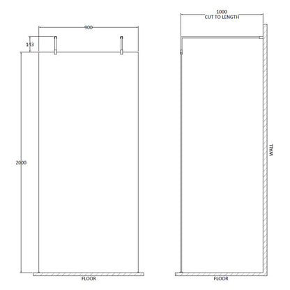 Fairford 900mm 8mm Brushed Brass W/r Screen, 2 Supp Ar