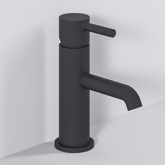Fairford Element 5 Matt Black Basin Mixer with Push Button Waste