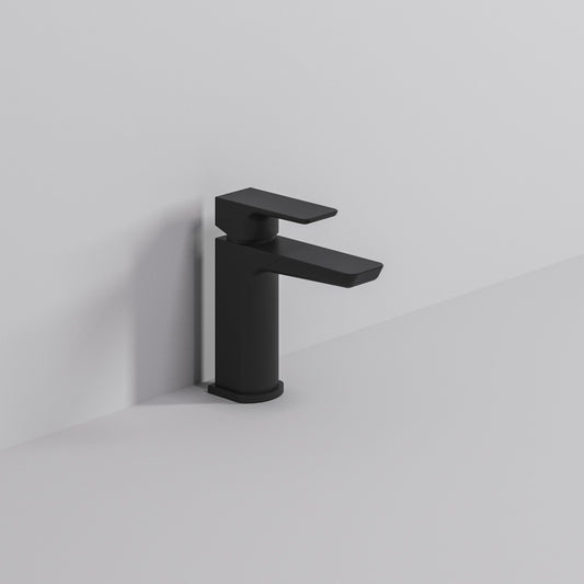 Fairford Una Matt Black Basin Mixer with Push Button Waste