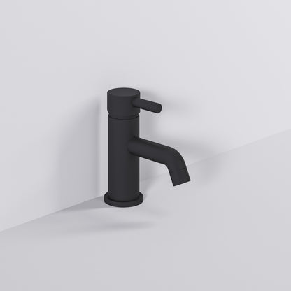Fairford Element 5 Matt Black Mini Basin Mixer with Push Button Waste