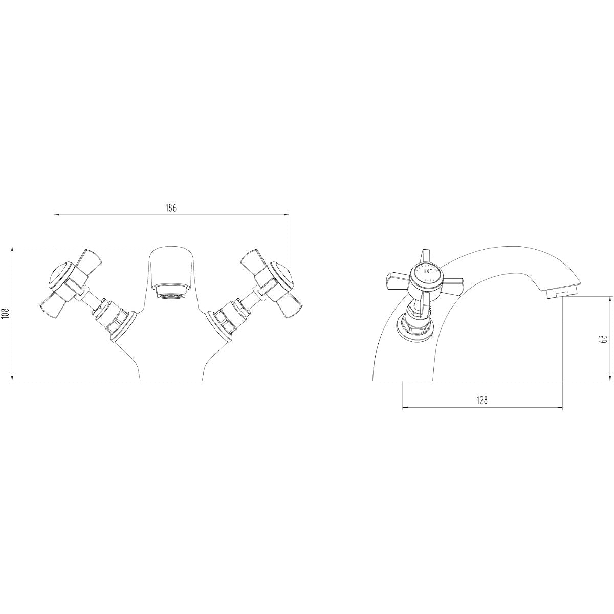 Fairford Harrow Basin Mixer with Push Button Waste