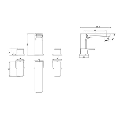 Fairford Una 3 Hole Bath Filler