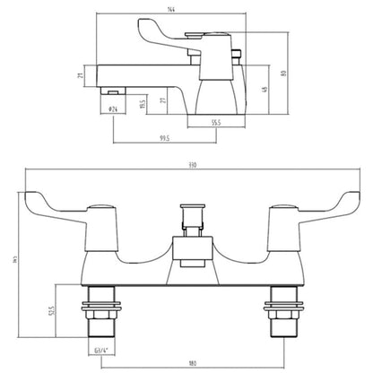 Fairford Quarter Turn Bath Shower Mixer