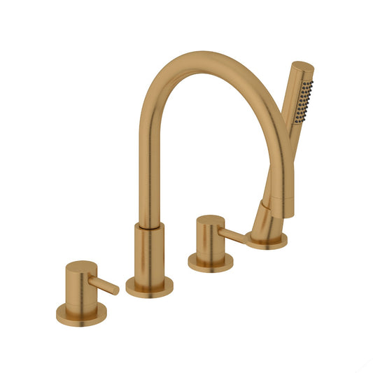Fairford Element Brushed Brass 4 Hole Bath Shower Mixer