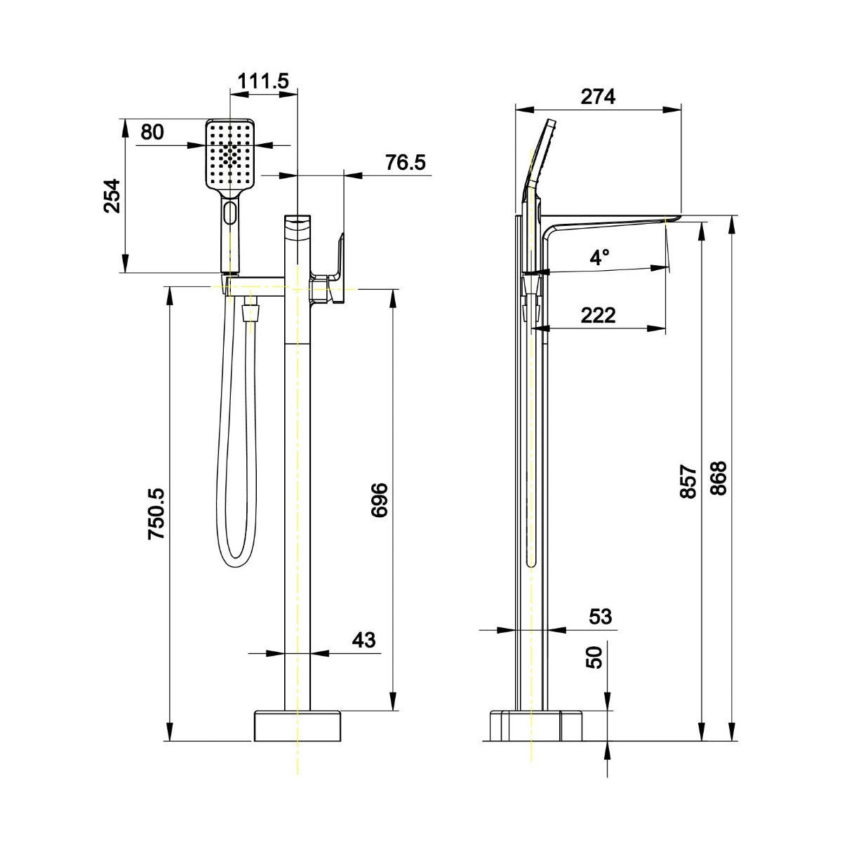 Fairford Una Freestanding Bath Shower Mixer