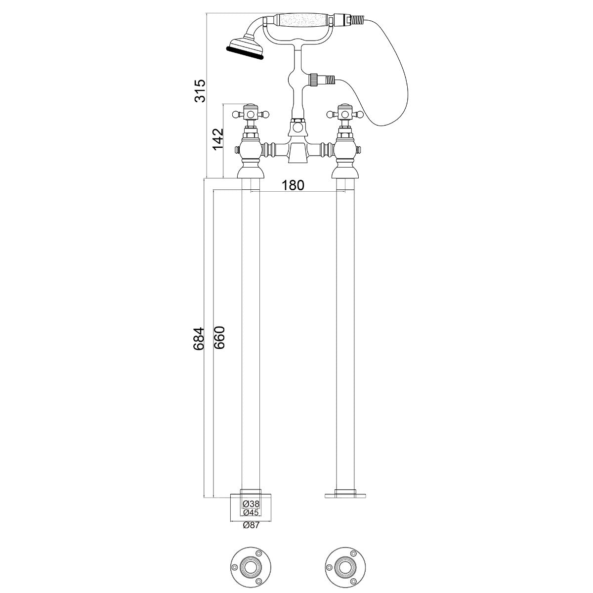 Fairford Winchester Freestanding Bath Shower Mixer