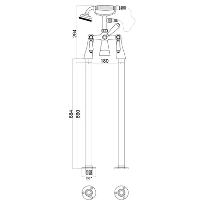 Fairford Cambridge Quarter Turn Freestanding Bath Shower Mixer