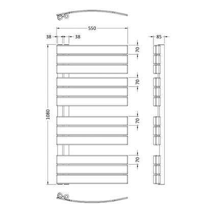 Fairford Sail 1080 x 500mm Anthracite Towel Rail