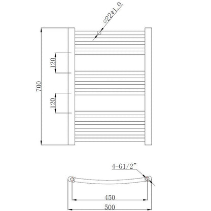 Fairford Curved 700 x 500mm Anthracite Ladder Towel Rail