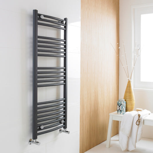 Fairford Curved 1150 x 500mm Anthracite Ladder Towel Rail